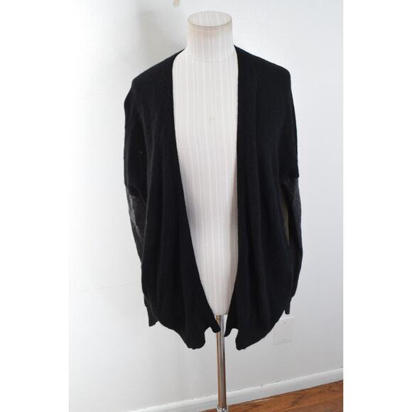 Vince Cardigan Small Colorblock Alpaca Silk Long Sleeve Black Grey Luxury Open - Picture 1 of 5